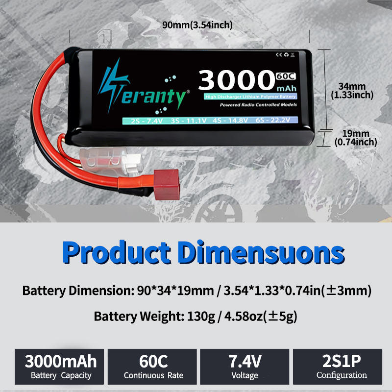 TERANTY 2S 3000mAh Lipo Batter - Drone Battery 4S 评论和价格